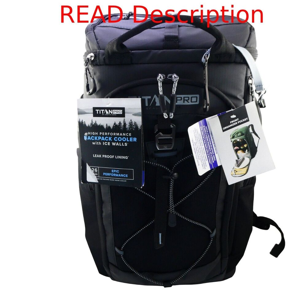 Titan PRO 26 Can Backpack Cooler Black Soft Insulated Bag Ice Walls Not Included